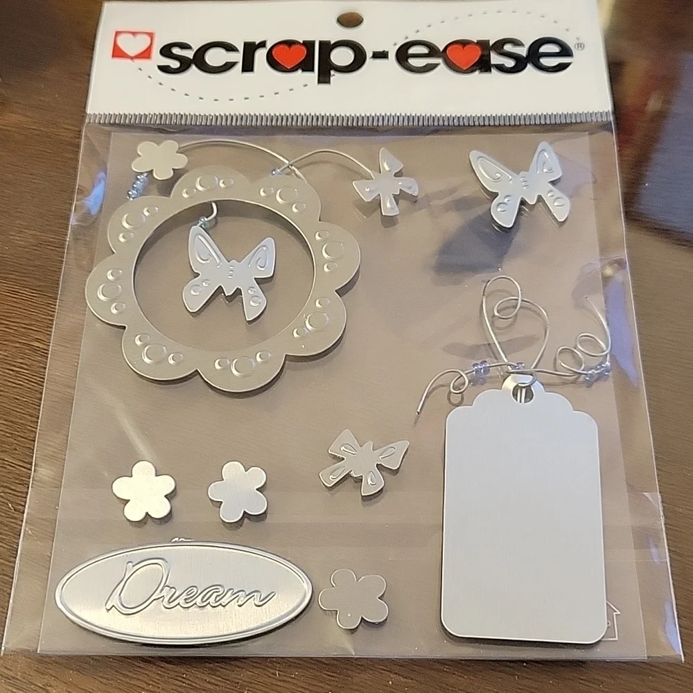 Scrapbook Sticker Lot New 4 pkgs Neutral Floral Metal